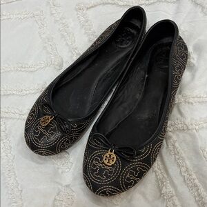 Tory Burch Chelsea Stitched Logo Ballet Flats